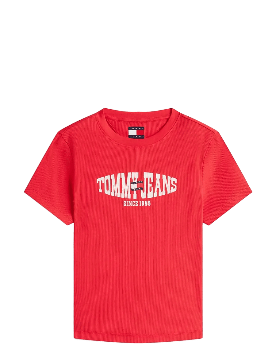 Tommy Jeans - TJW SLIM SH WAVY FLAG SS TEE - t-shirts - red alert - 1