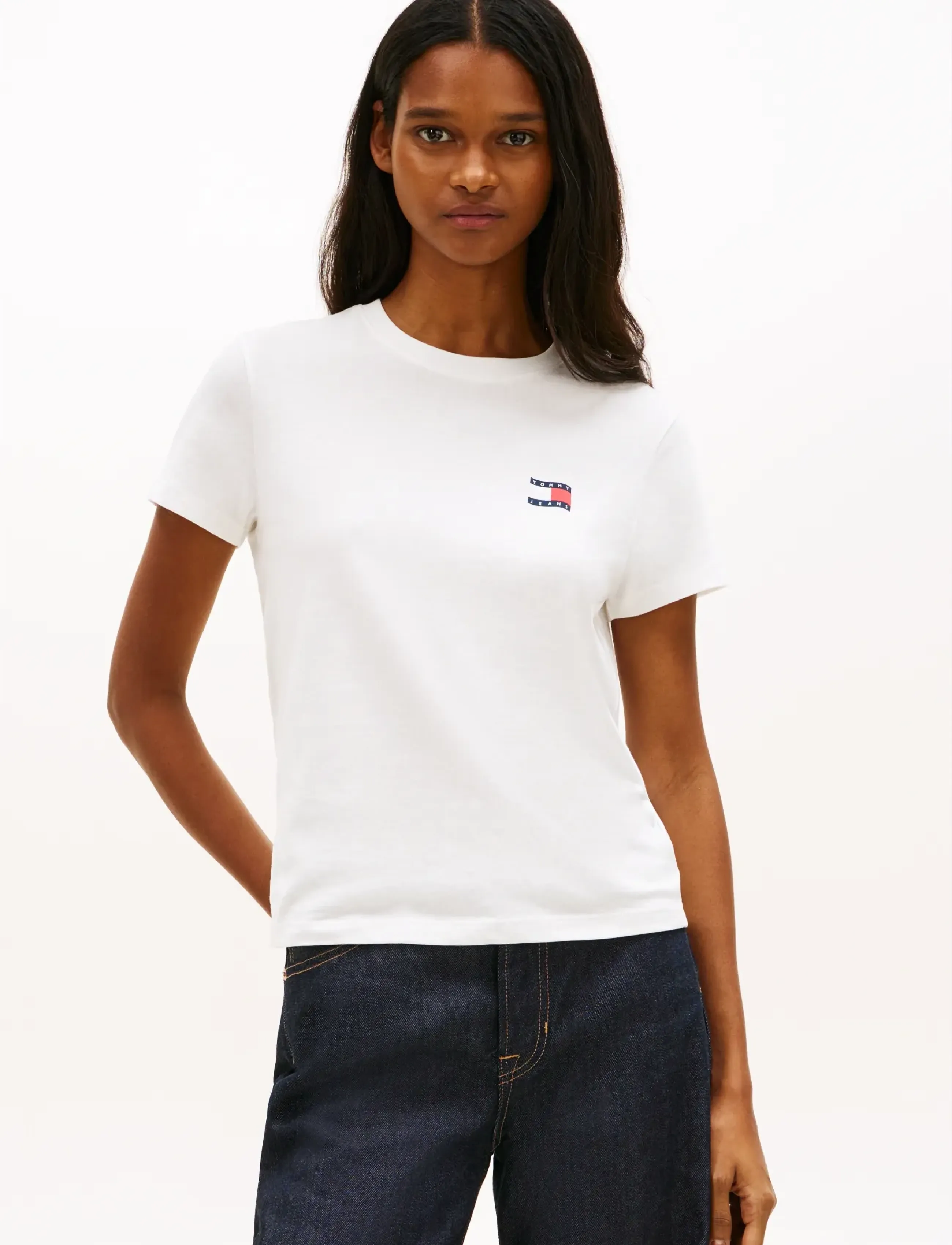 Tommy Jeans TJW REG WAVY FLAG SS TEE EXT - T-shirts & Toppe - ECRU / white