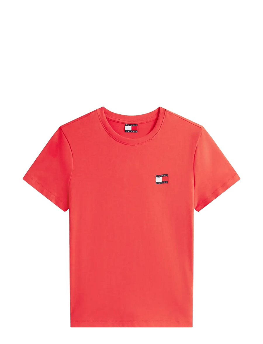 Tommy Jeans - TJW REG WAVY FLAG SS TEE EXT - t-shirts - red alert - 1
