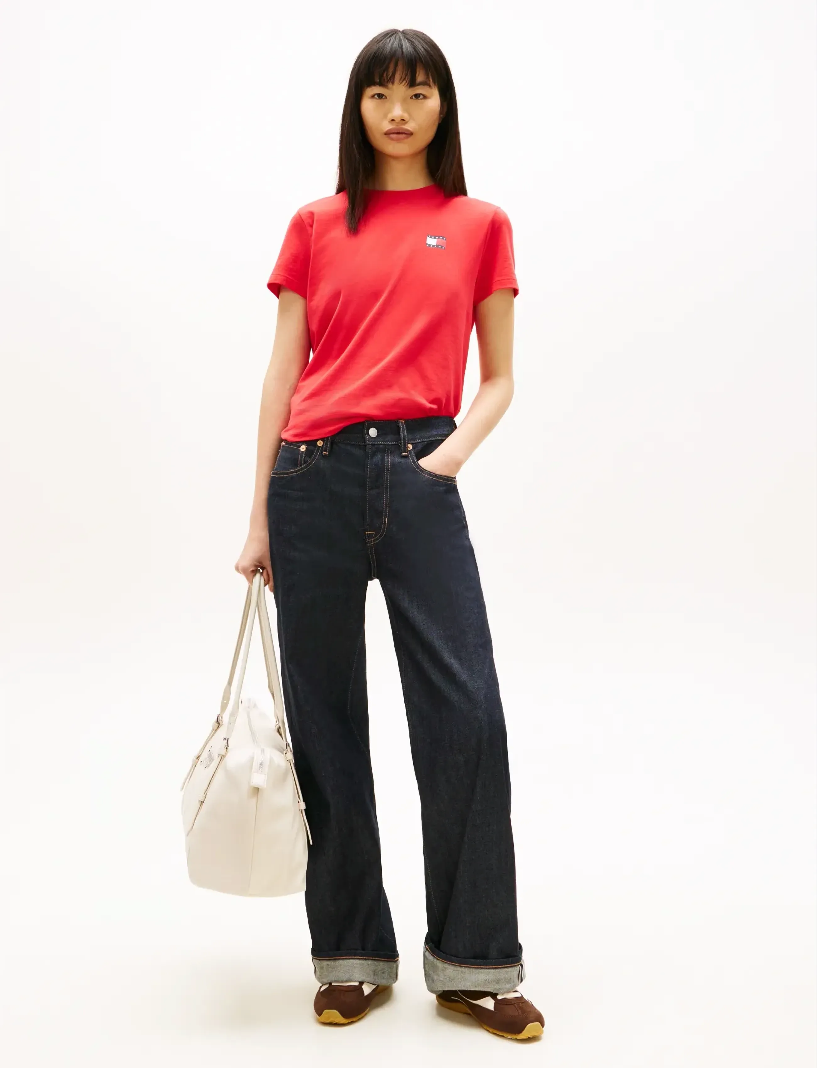 Tommy Jeans - TJW REG WAVY FLAG SS TEE EXT - t-shirts - red alert - 3