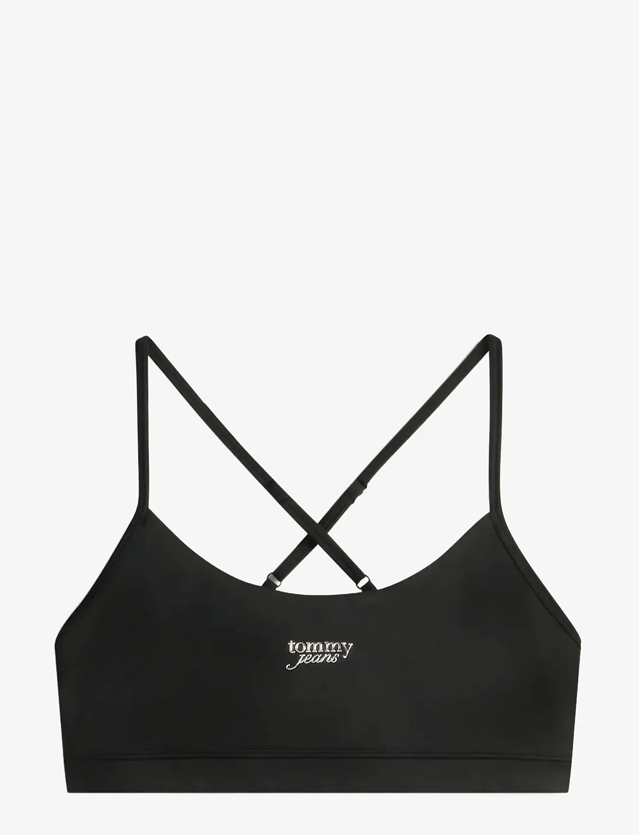 Tommy Jeans - TJW SP CRP SILVER SCRIPT BRA - topi bez piedurknēm - black - 1