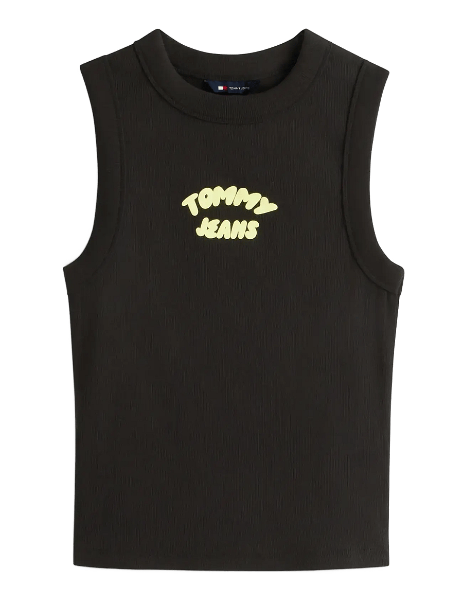 Tommy Jeans - TJW SLIM SH TJ BUBBLE TANK - Ärmellose tops - black - 1