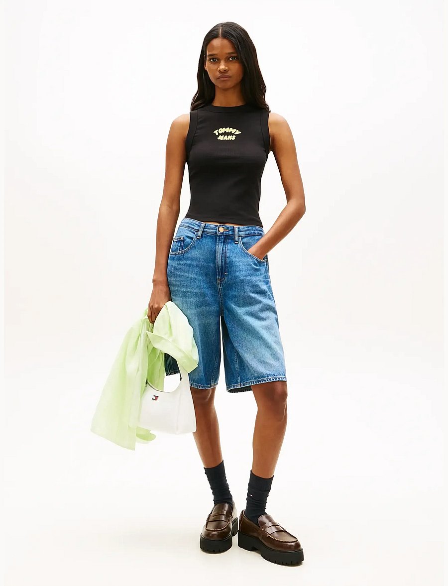Tommy Jeans - TJW SLIM SH TJ BUBBLE TANK - Ärmellose tops - black - 3