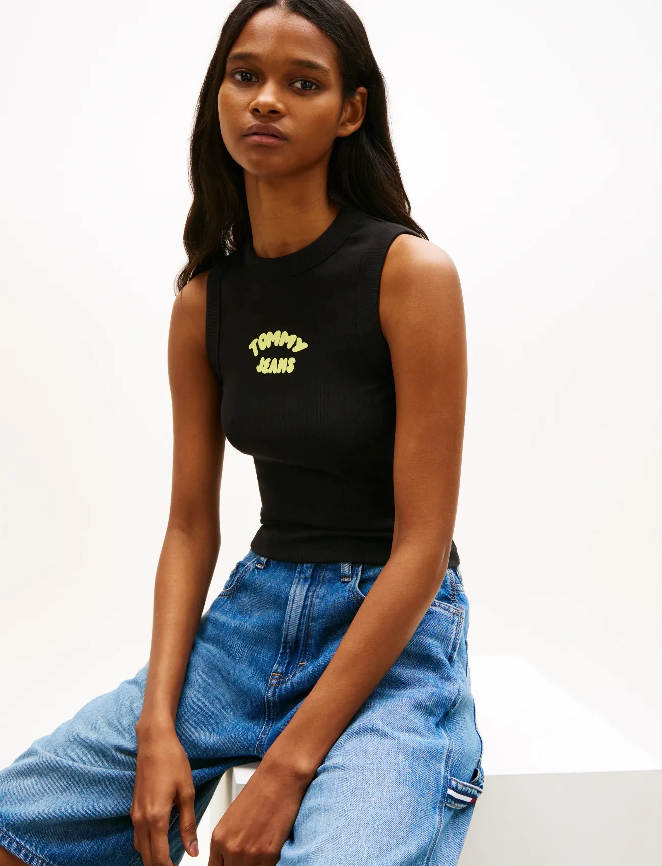 Tommy Jeans - TJW SLIM SH TJ BUBBLE TANK - tanktops - black - 4