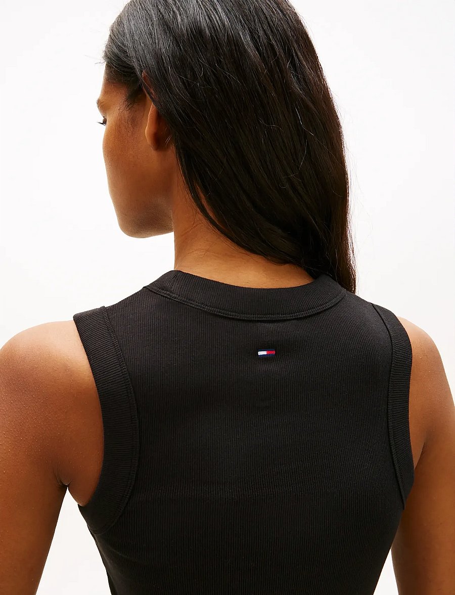 Tommy Jeans - TJW SLIM SH TJ BUBBLE TANK - Ärmellose tops - black - 5