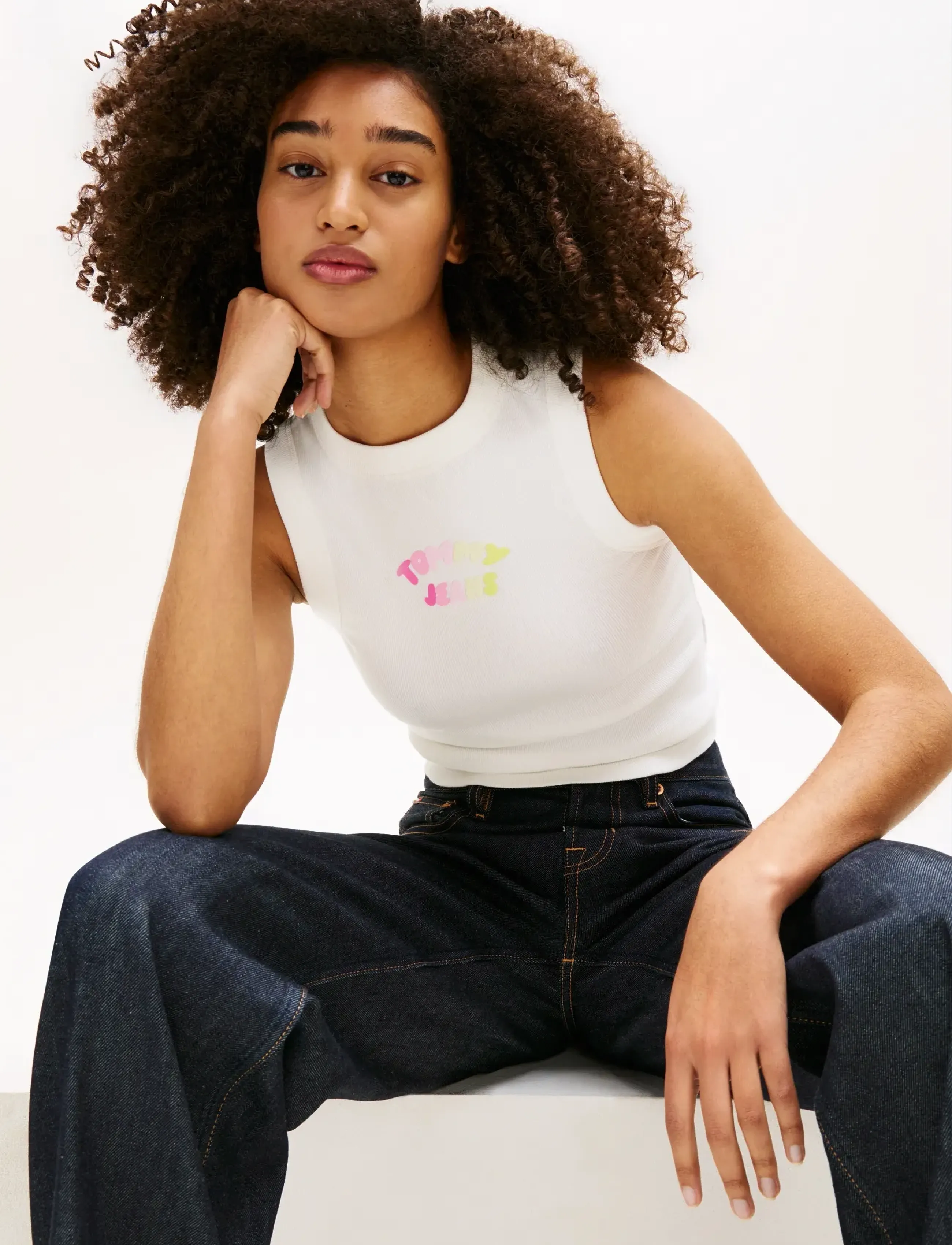 Tommy Jeans - TJW SLIM SH TJ BUBBLE TANK - tanktops - ecru - 4