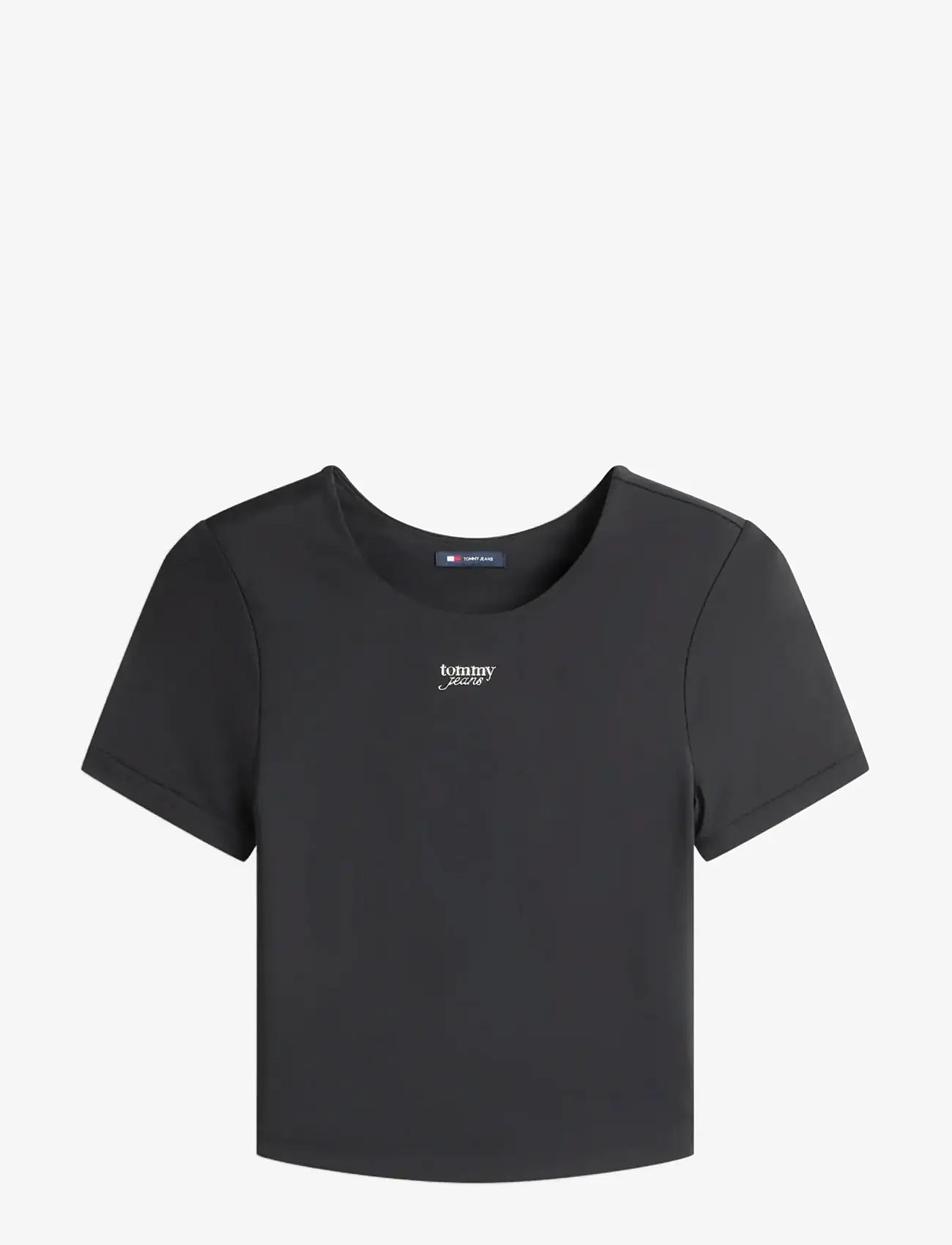 Tommy Jeans - TJW SLIM SH SILVER SCRIPT TEE - crop tops - black - 1