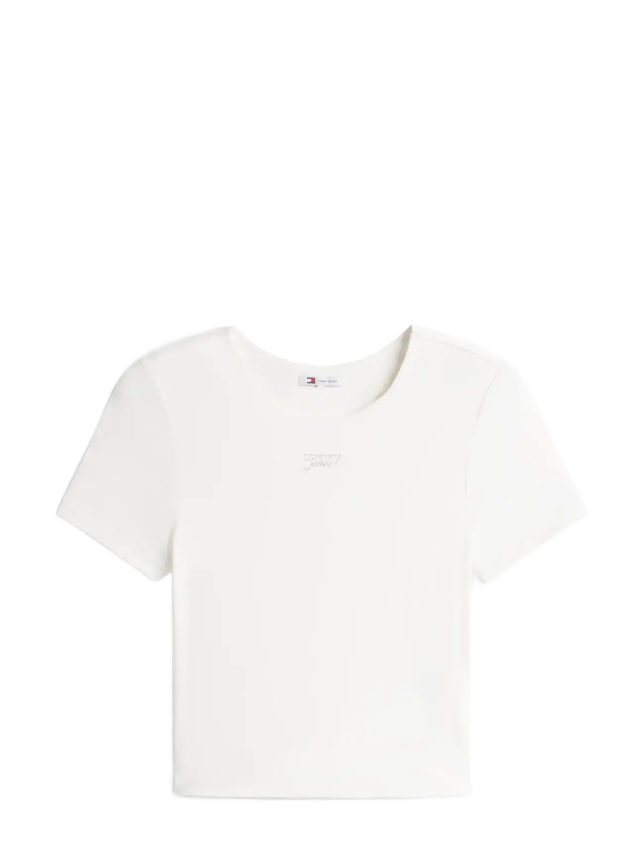 TOMMY JEANS Tjw Slim Sh Silber Script Tee Weiß - M - Damen