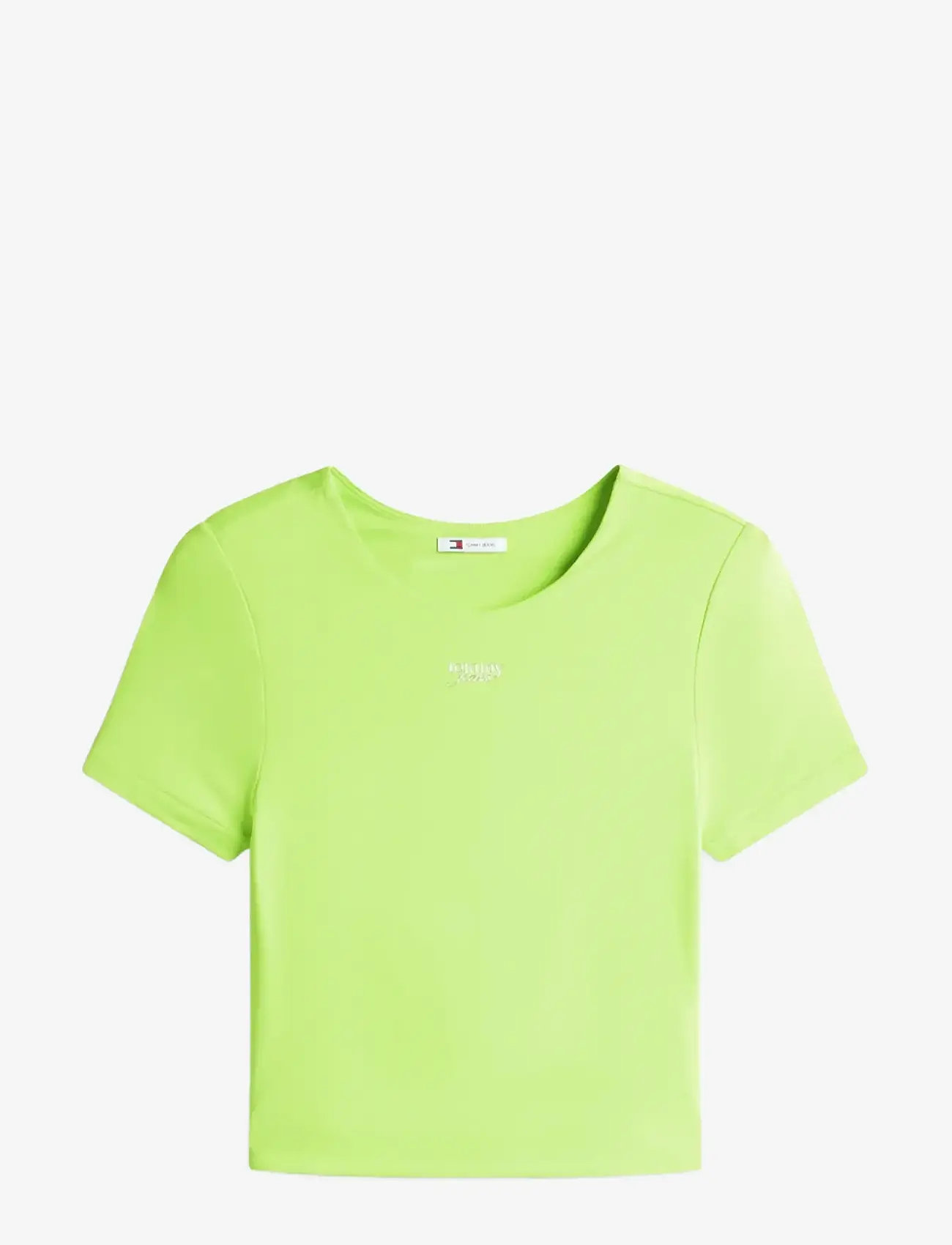 Tommy Jeans - TJW SLIM SH SILVER SCRIPT TEE - crop tops - faded lime - 1