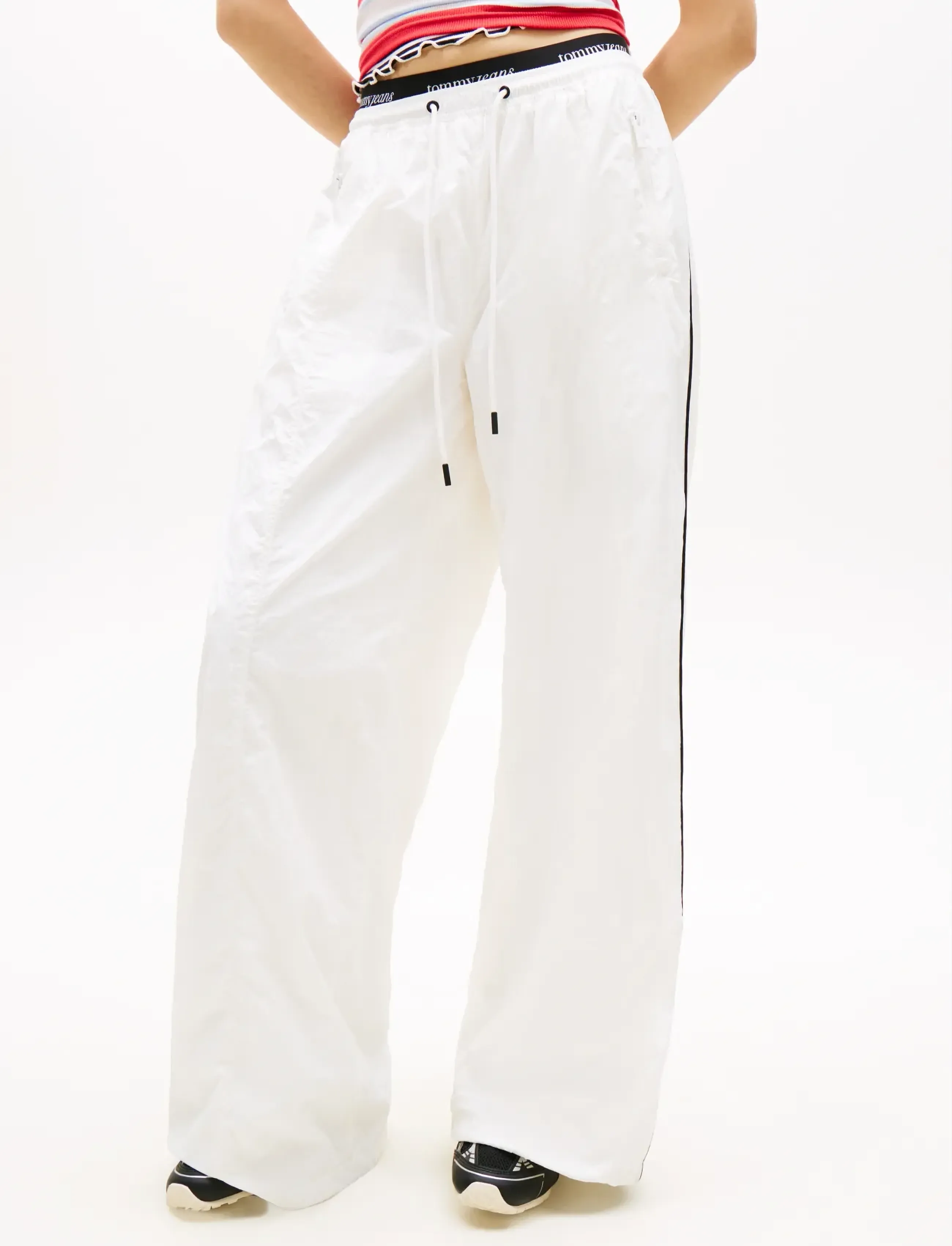 Tommy Jeans TJW WAISTBAND TRACK PANTS EXT - Nyheter - ECRU / white