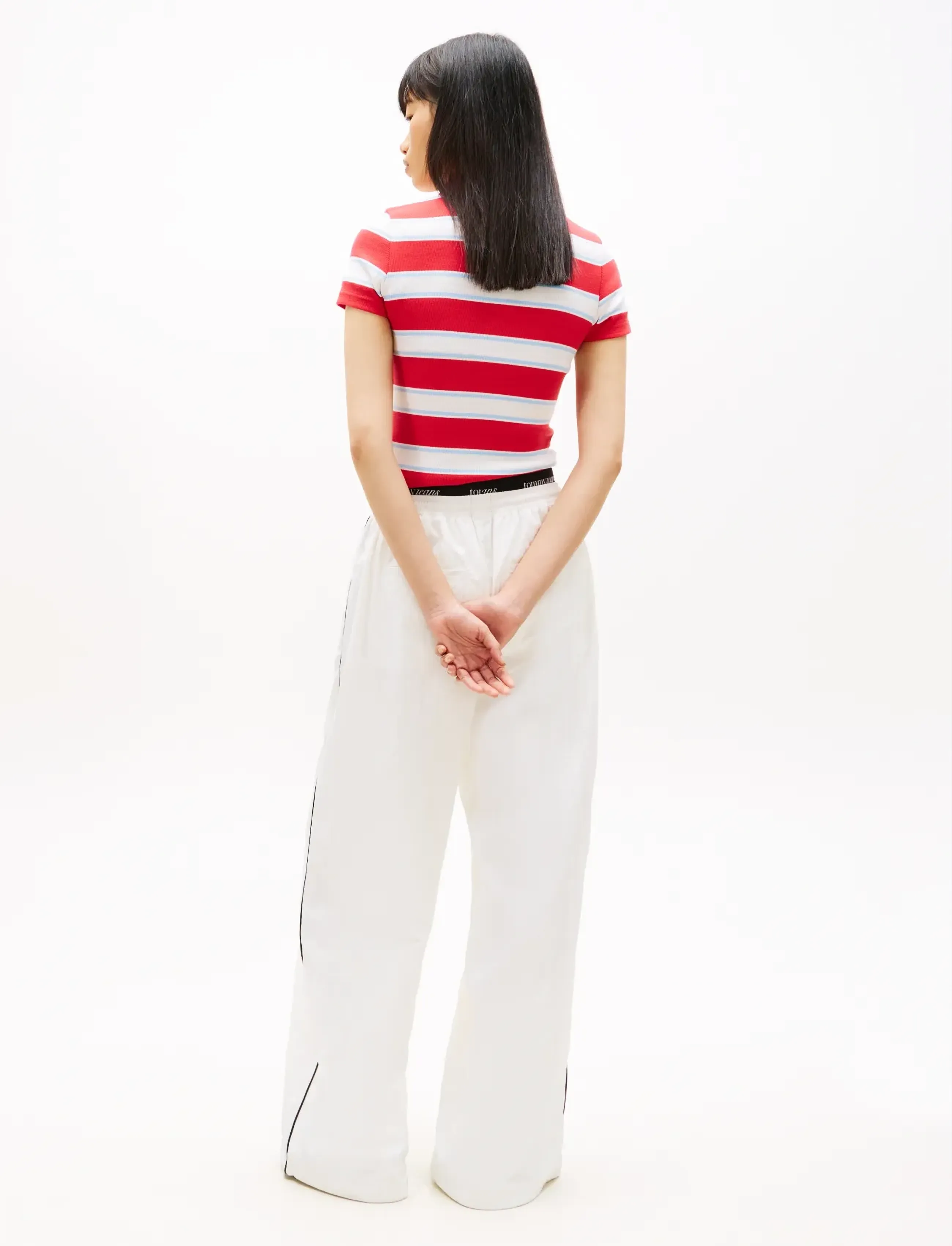 Tommy Jeans - TJW WAISTBAND TRACK PANTS EXT - bukser med brede ben - ecru - 2