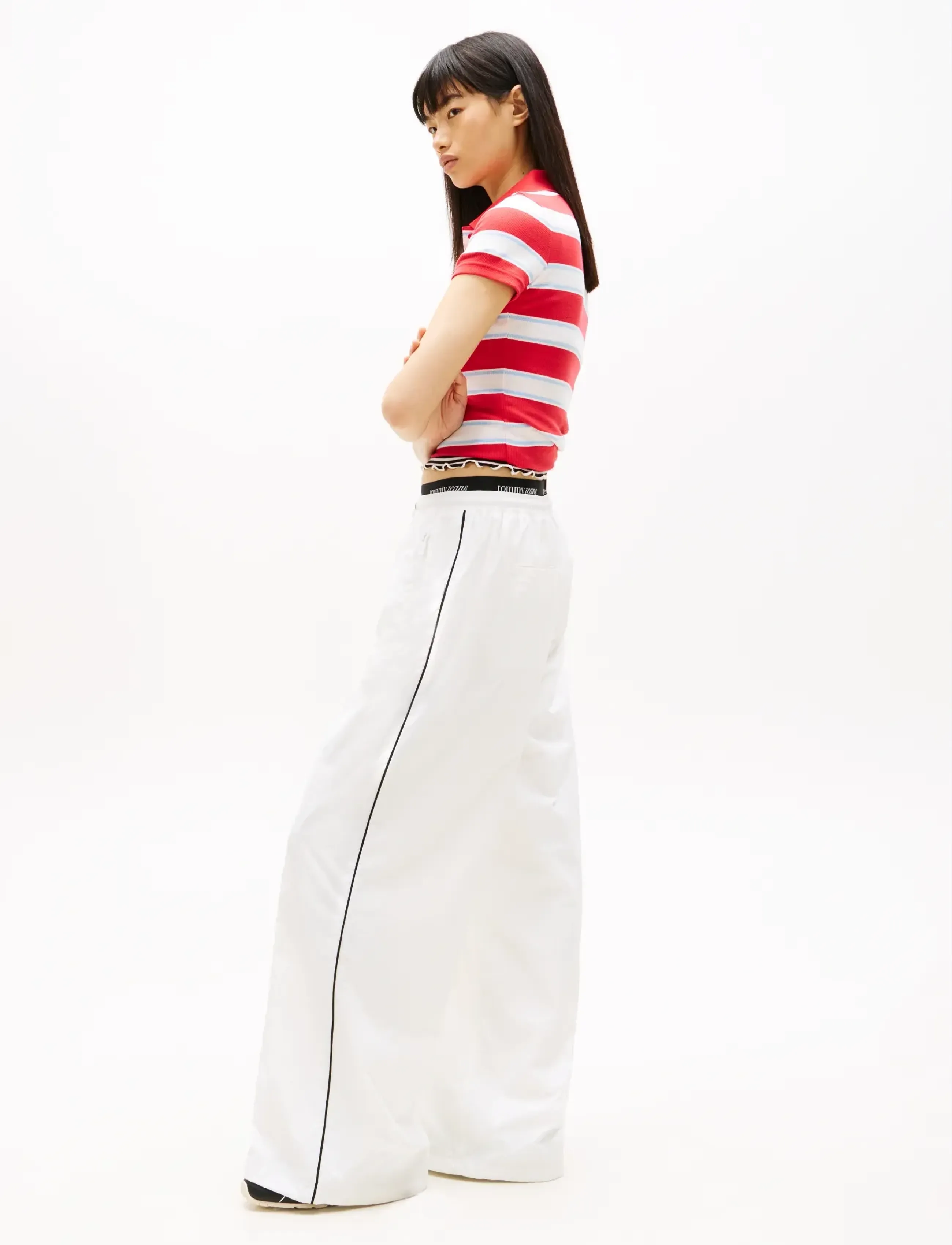 Tommy Jeans - TJW WAISTBAND TRACK PANTS EXT - bukser med brede ben - ecru - 5