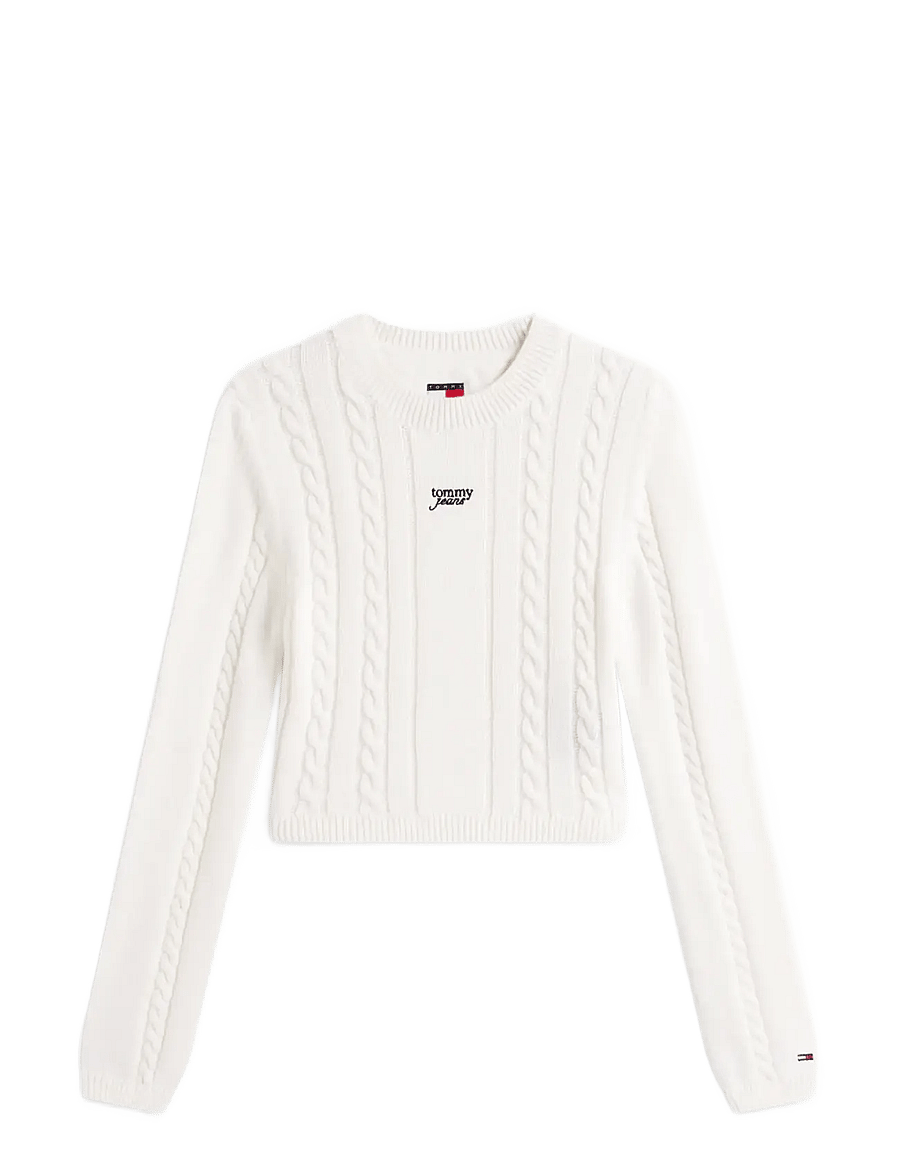 Tommy Jeans - TJW CABLE SCRIPT SWEATER - jumpers - ancient white - 1