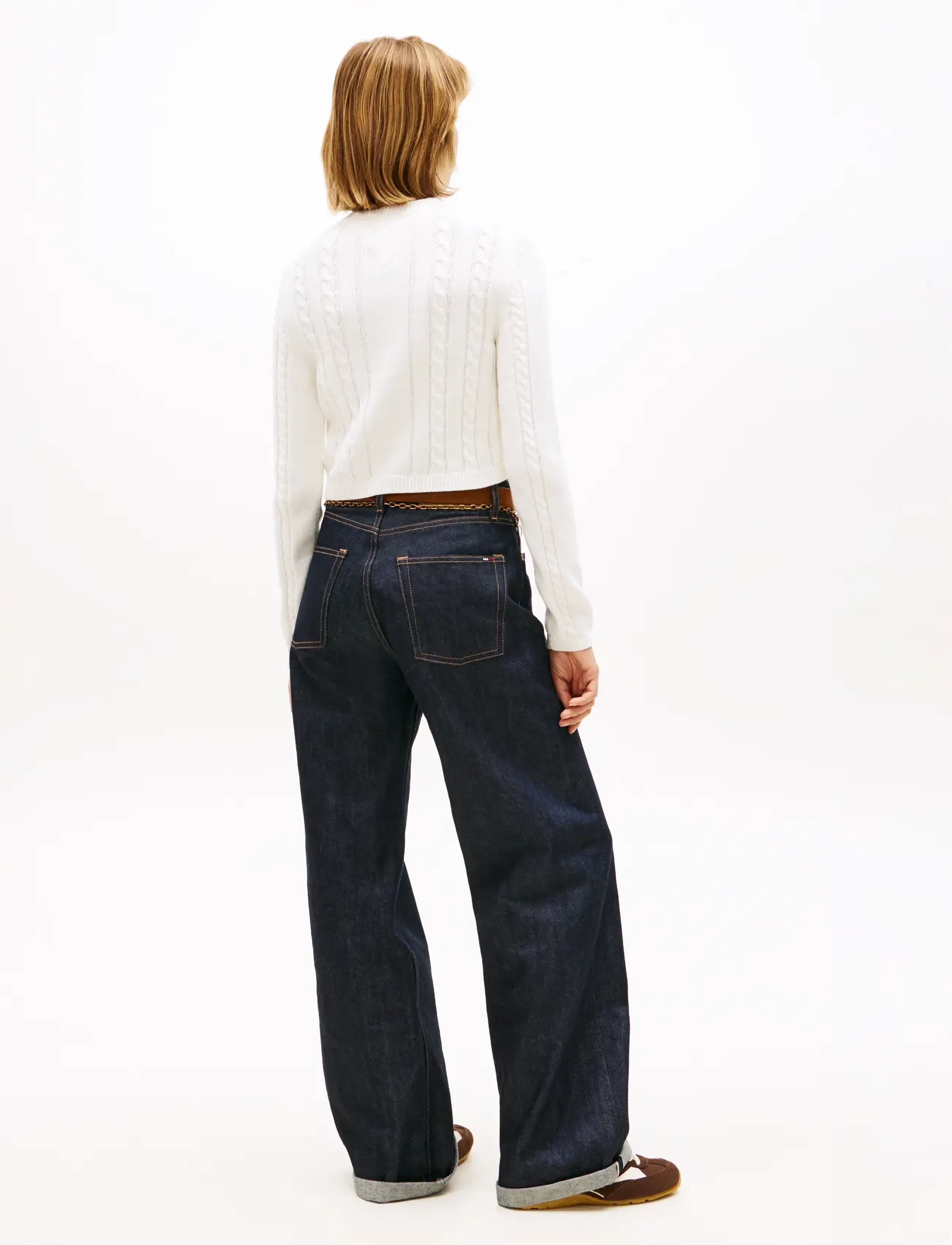 Tommy Jeans - TJW CABLE SCRIPT SWEATER - ancient white - 2