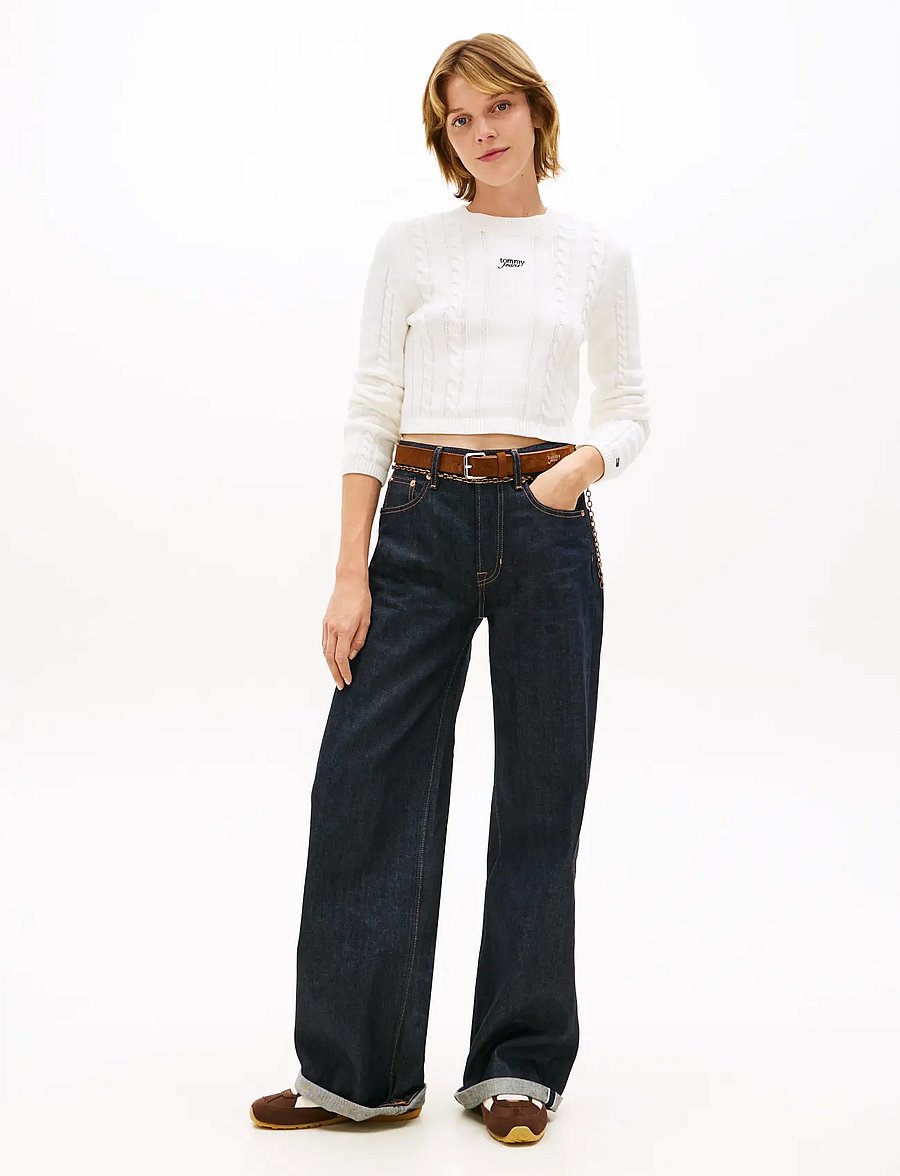 Tommy Jeans - TJW CABLE SCRIPT SWEATER - jumpers - ancient white - 3