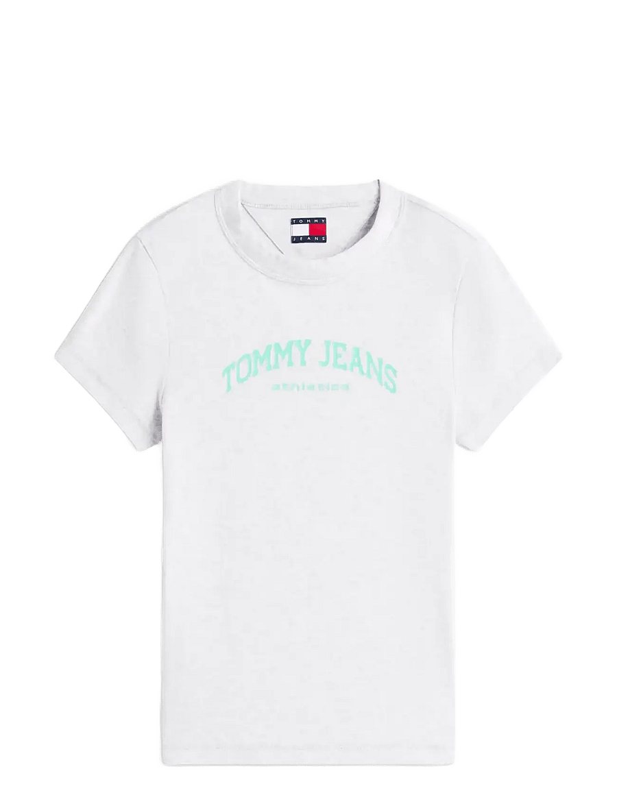Tommy Jeans - TJW SLIM VARSITY SS TEE - t-shirts - ice grey heather - 1
