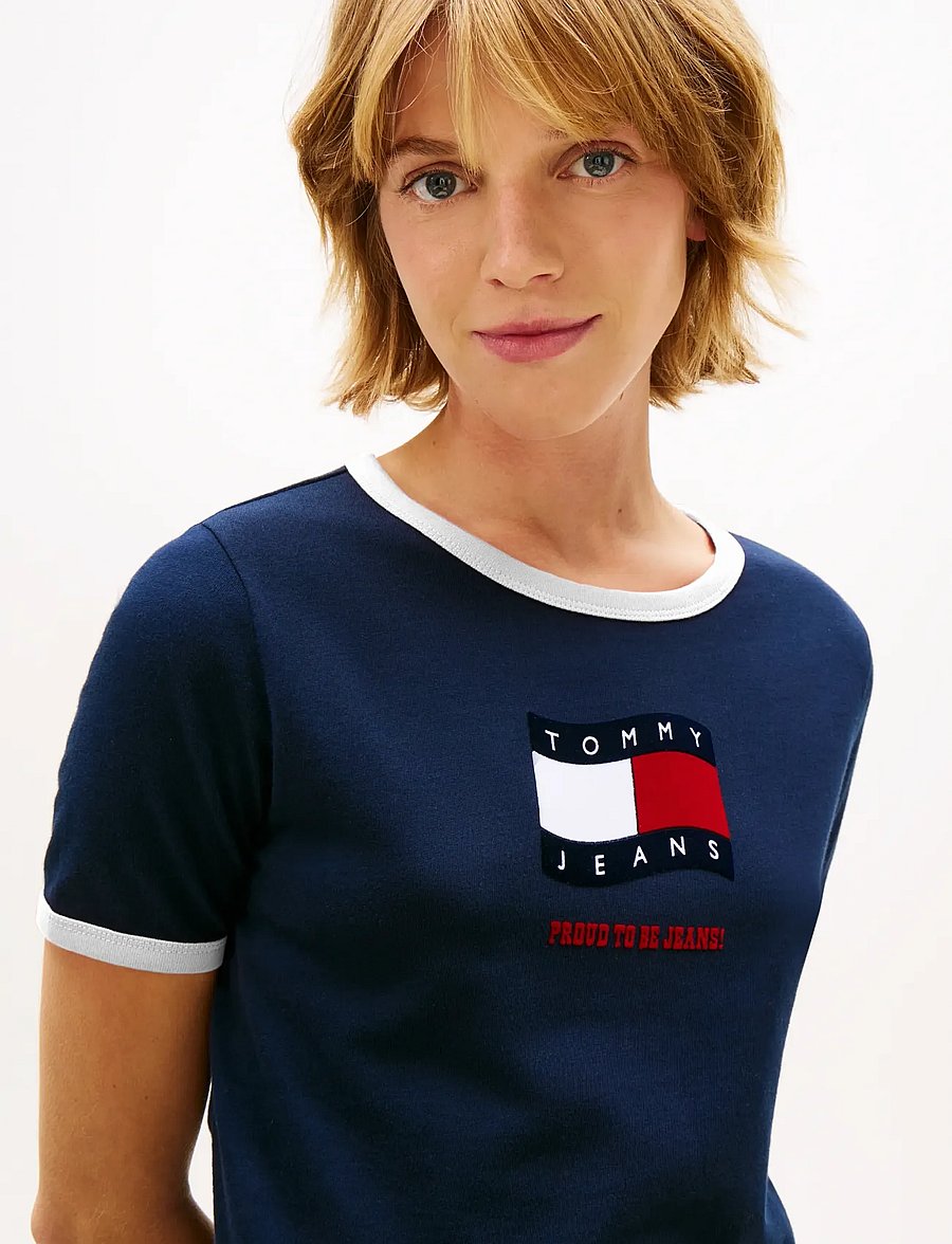 Tommy Jeans - TJW REG NOVELTY RINGER EXT - t-shirts - dark night navy - 4