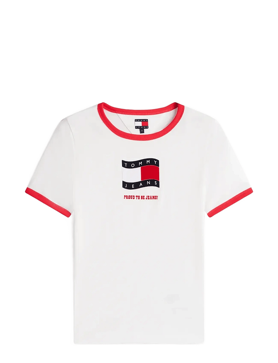 Tommy Jeans - TJW REG NOVELTY RINGER EXT - t-shirts - ecru - 1