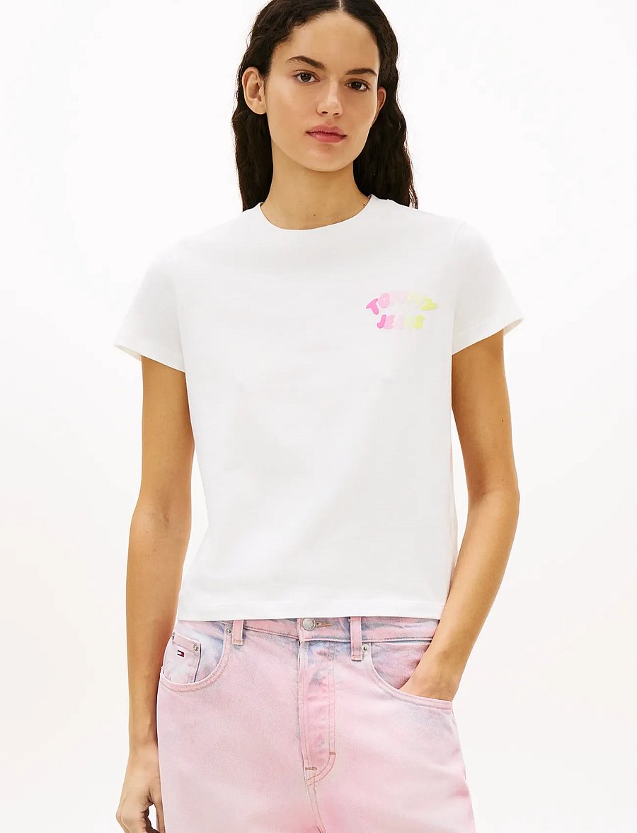 Tommy Jeans - TJW REG TJ BUBBLE SS TEE EXT - t-shirts - ecru - 0