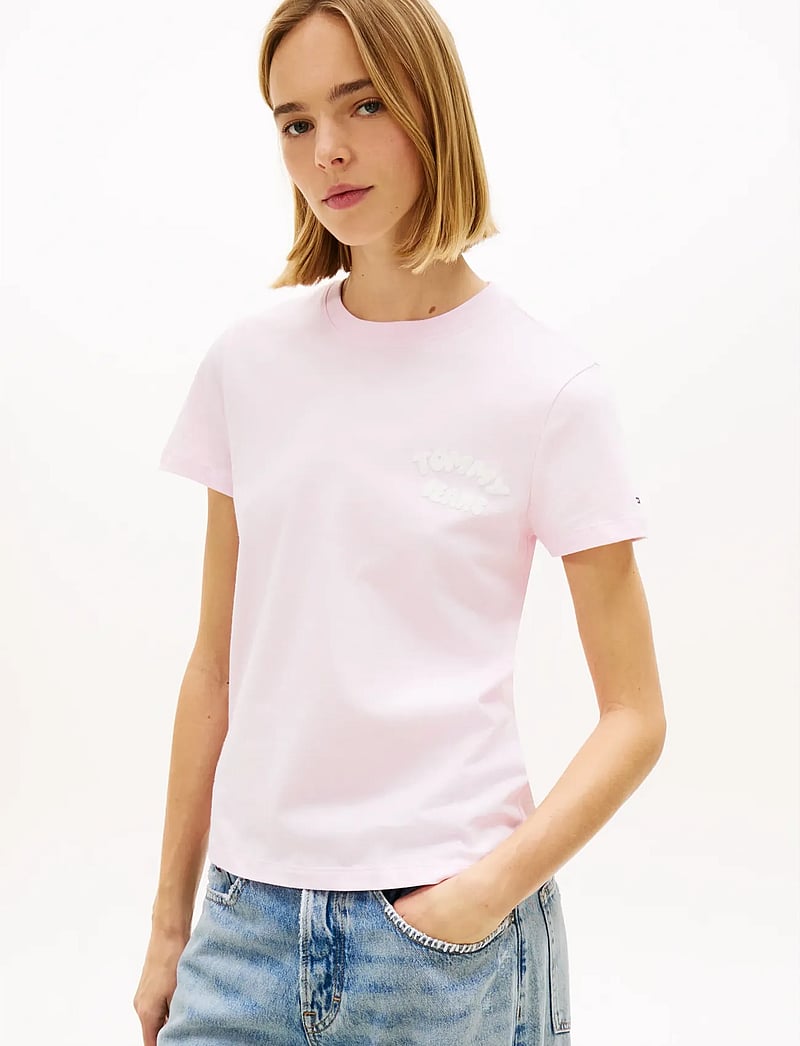 Tommy Jeans - TJW REG TJ BUBBLE SS TEE EXT - t-shirts - pearly pink - 0