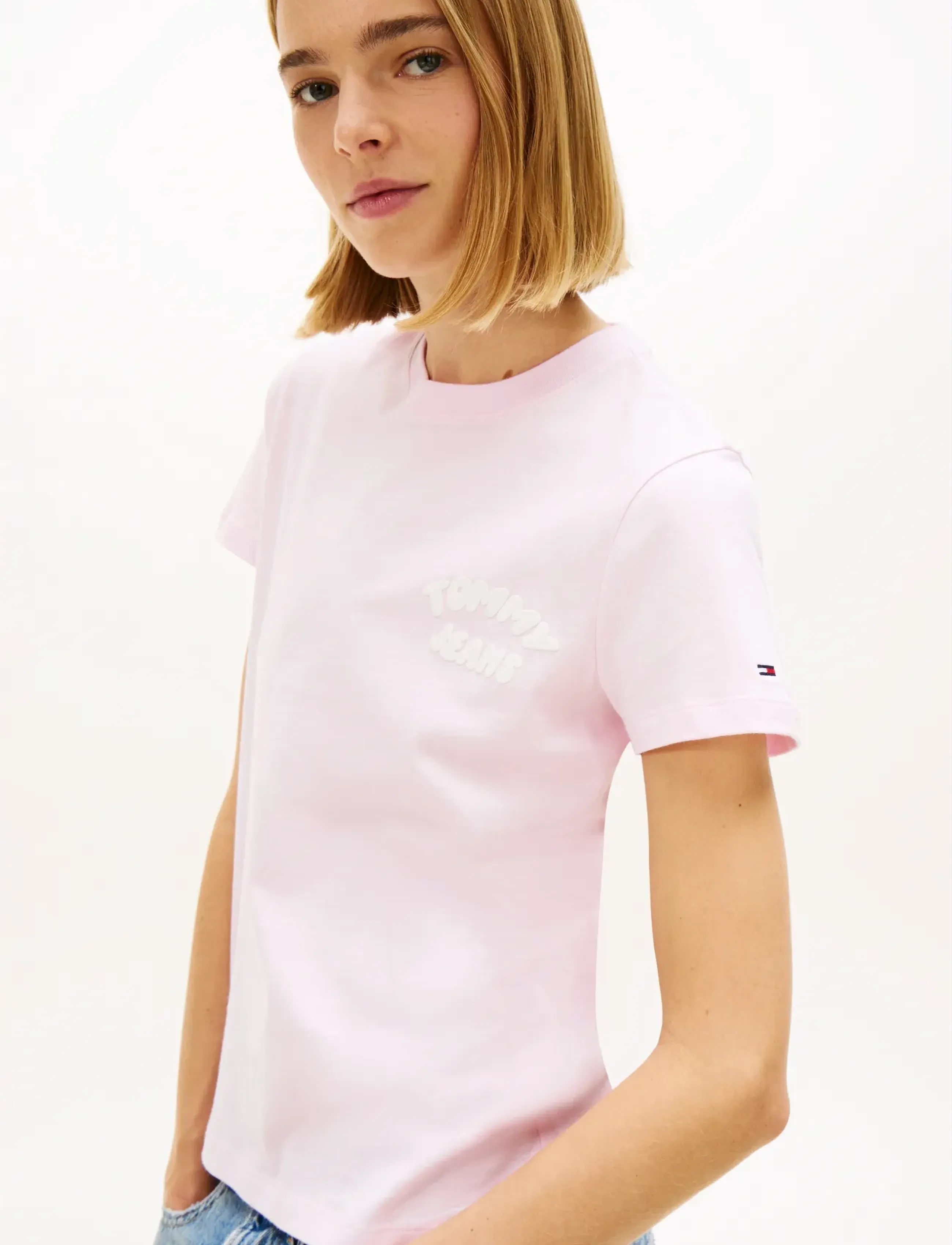 Tommy Jeans - TJW REG TJ BUBBLE SS TEE EXT - t-shirts - pearly pink - 4