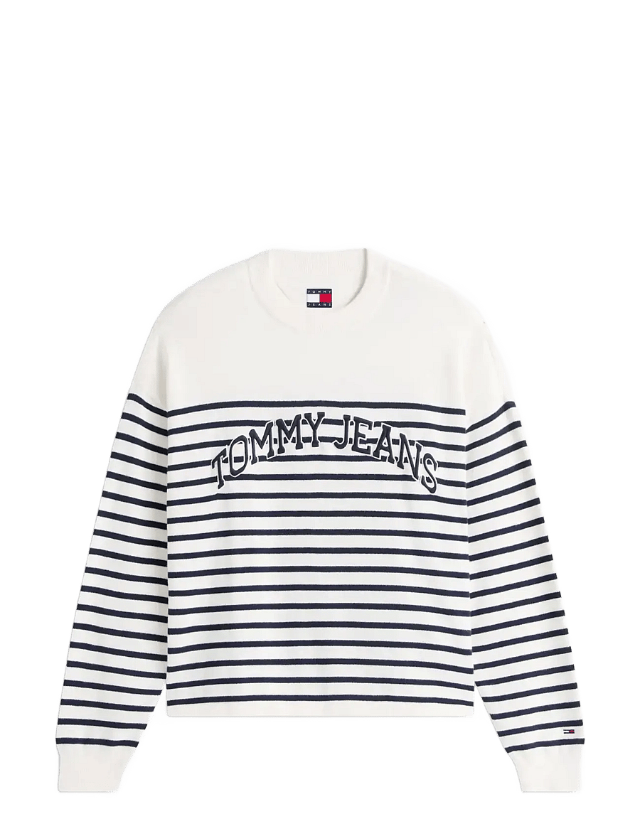 Tommy Jeans - TJW VARSITY CREW NECK SWEATER - sweatshirts - ancient white - 1