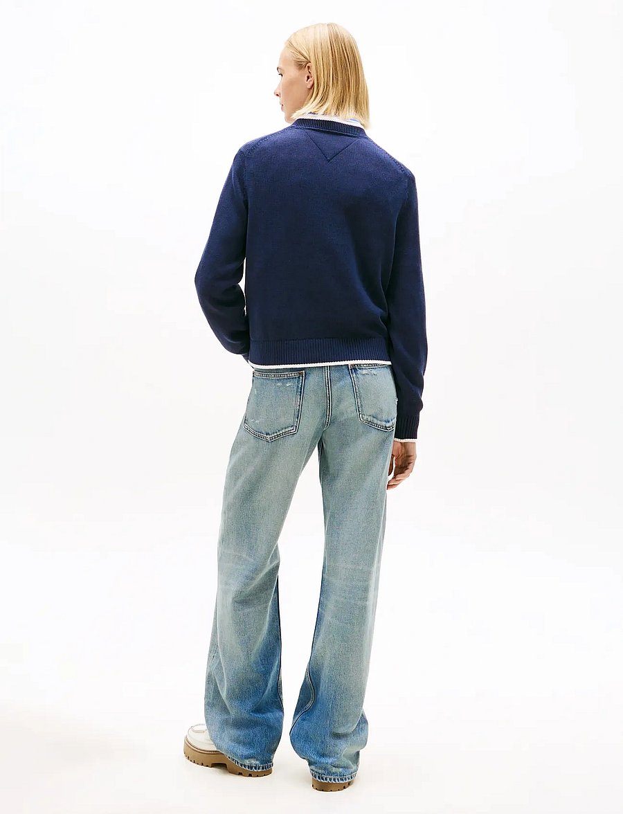 Tommy Jeans - TJW TIPPING FLAG SWEATER EXT - striktrøjer - dark night navy - 2