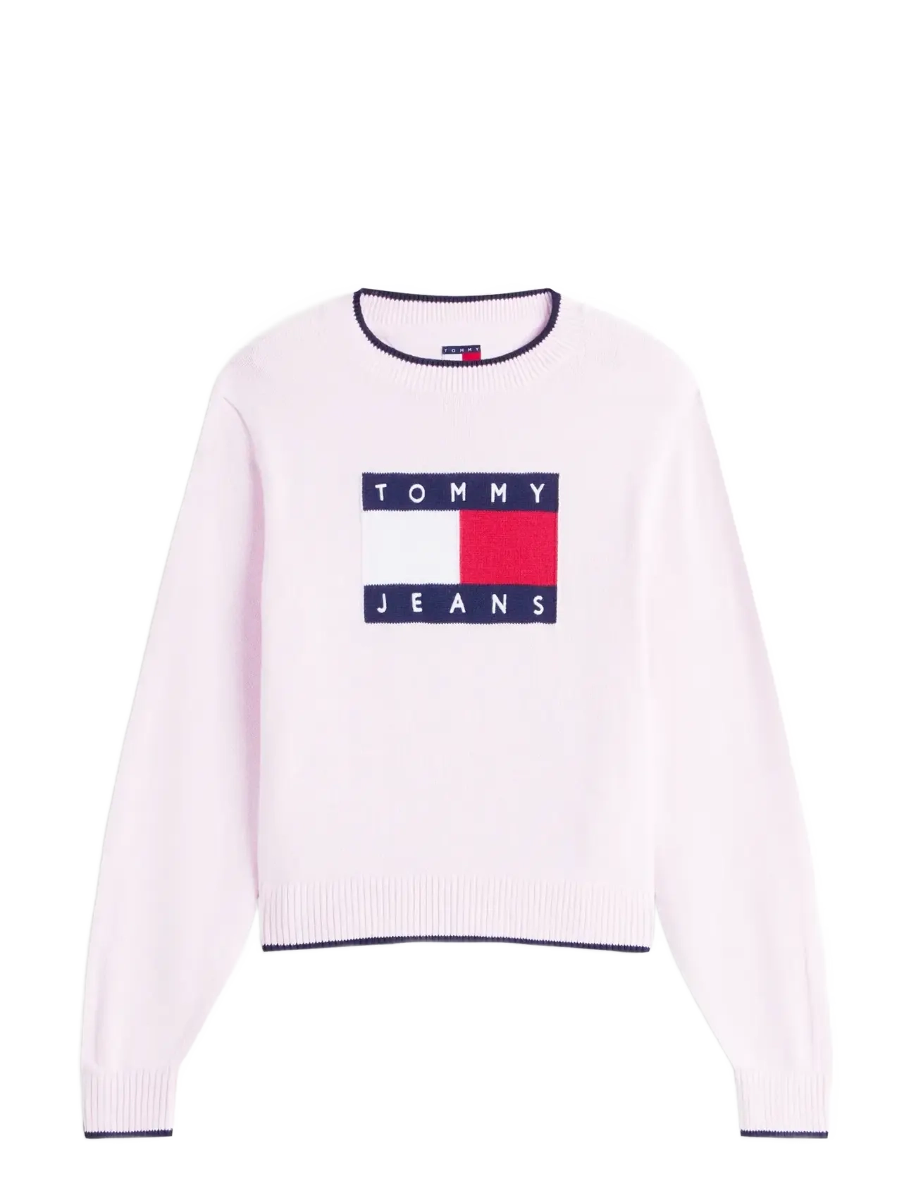 Tommy Jeans - TJW TIPPING FLAG SWEATER EXT - striktrøjer - pearly pink - 1