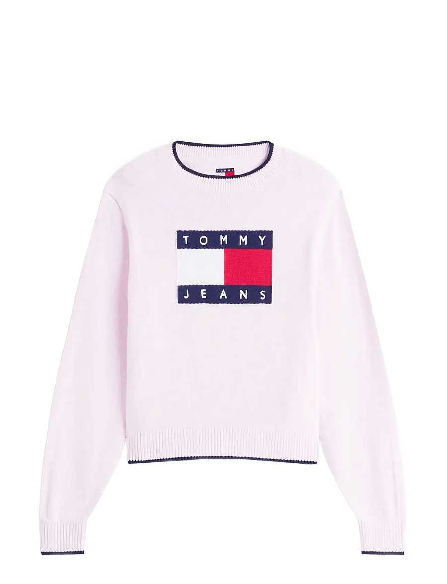 Tommy Jeans - TJW TIPPING FLAG SWEATER EXT - striktrøjer - pearly pink - 1