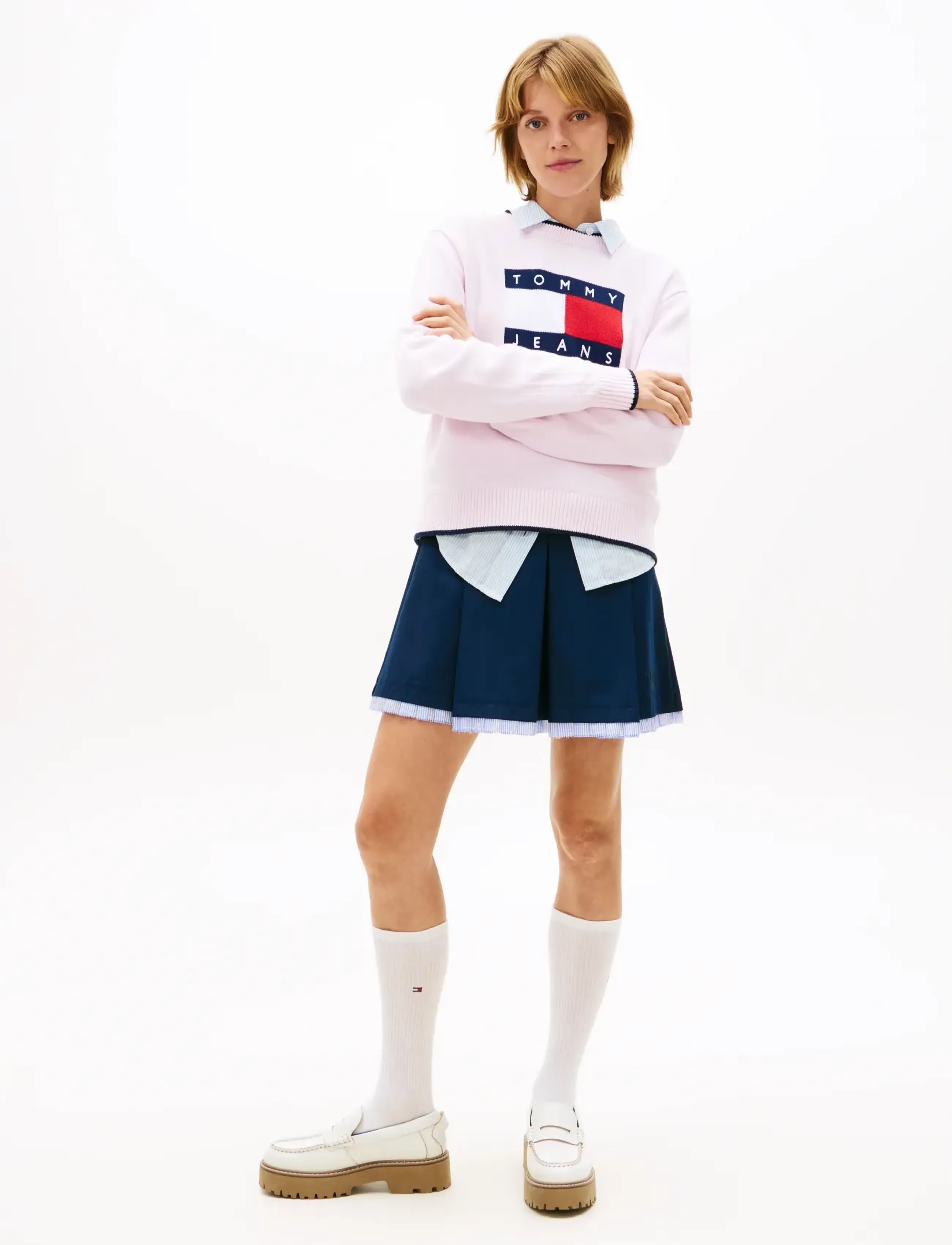 Tommy Jeans - TJW TIPPING FLAG SWEATER EXT - striktrøjer - pearly pink - 3