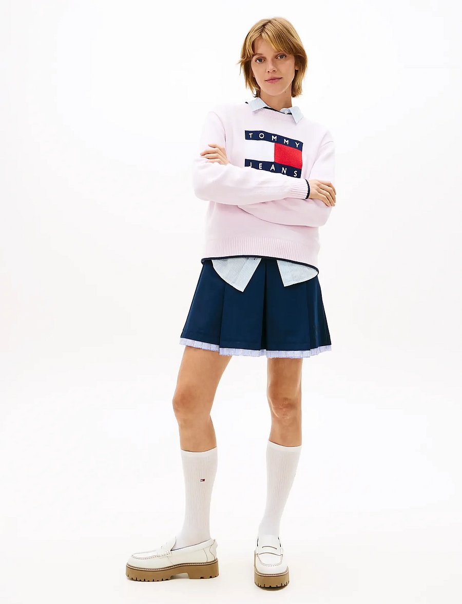 Tommy Jeans - TJW TIPPING FLAG SWEATER EXT - striktrøjer - pearly pink - 3
