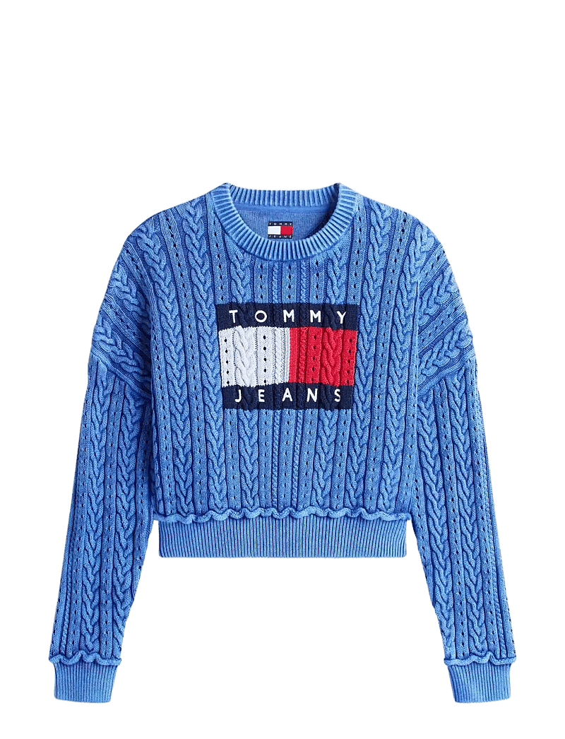 Tommy Jeans - TJW GMD CABLE FLAG SWEATER - sviitrid - empire blue - 1