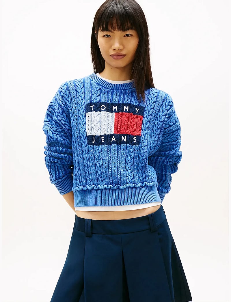 Tommy Jeans - TJW GMD CABLE FLAG SWEATER - sviitrid - empire blue - 0