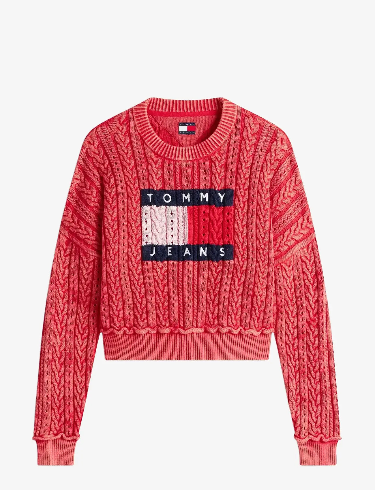 Tommy Jeans - TJW GMD CABLE FLAG SWEATER - sviitrid - red alert - 1