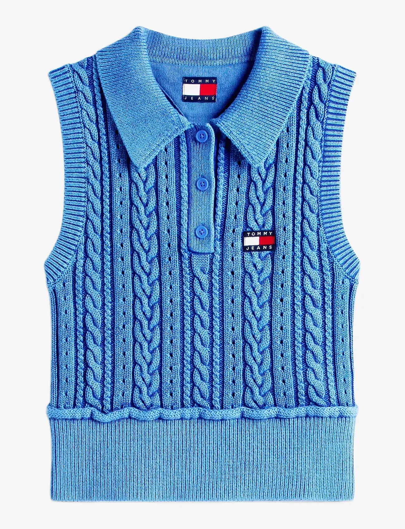 Tommy Jeans - TJW GMD CABLE POLO SWEATER - strikveste - empire blue - 1