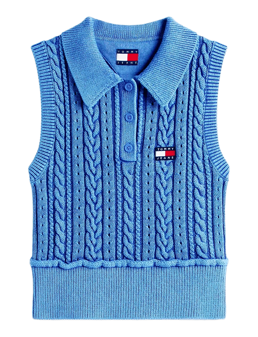 Tommy Jeans - TJW GMD CABLE POLO SWEATER - strikveste - empire blue - 1