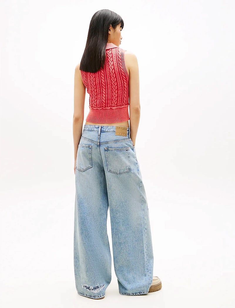 Tommy Jeans - TJW GMD CABLE POLO SWEATER - gestrickte westen - red alert - 2