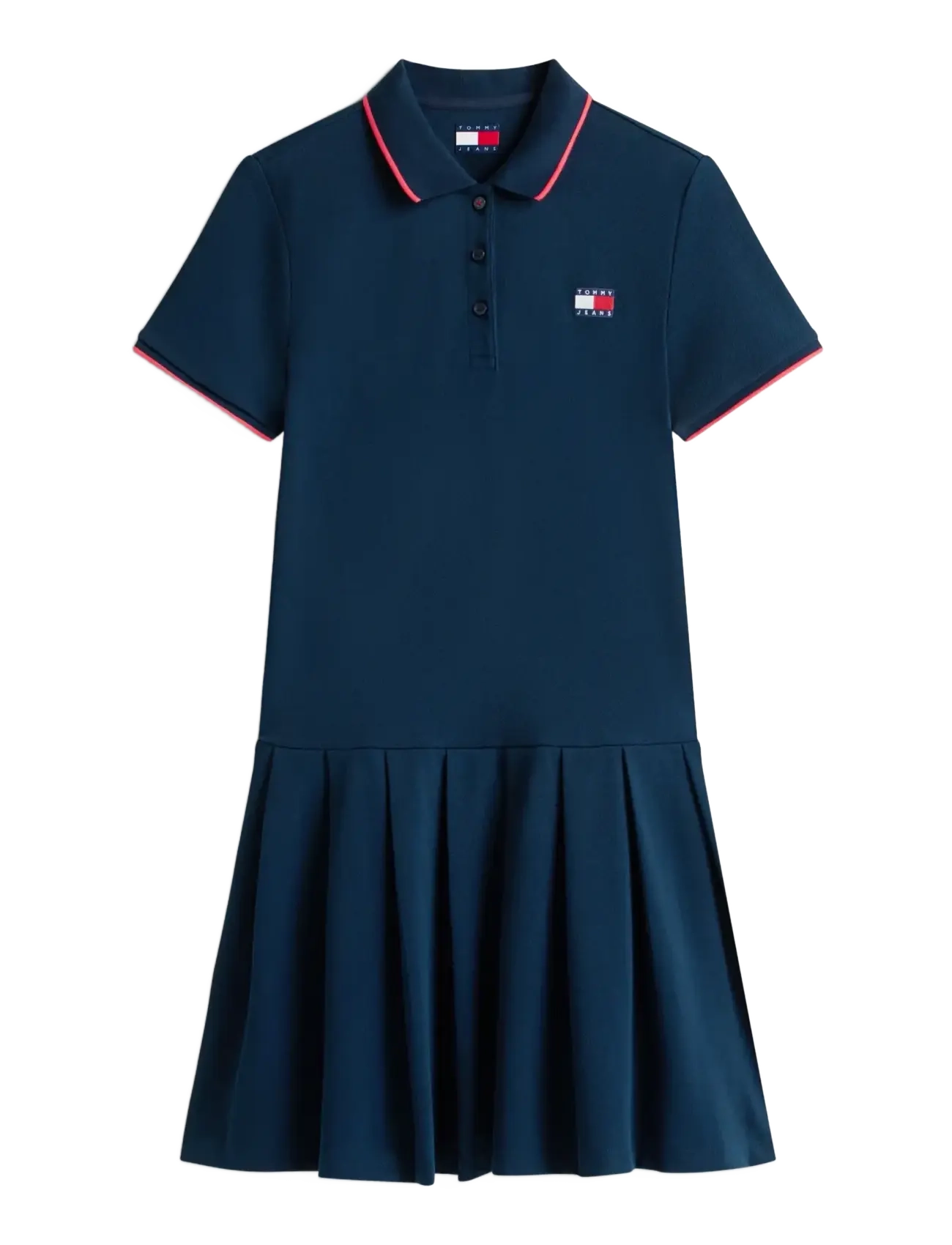 Tommy Jeans TJW BADGE PLEAT PIQUE DRESS EXT - Vaatteet - DARK NIGHT NAVY / navy