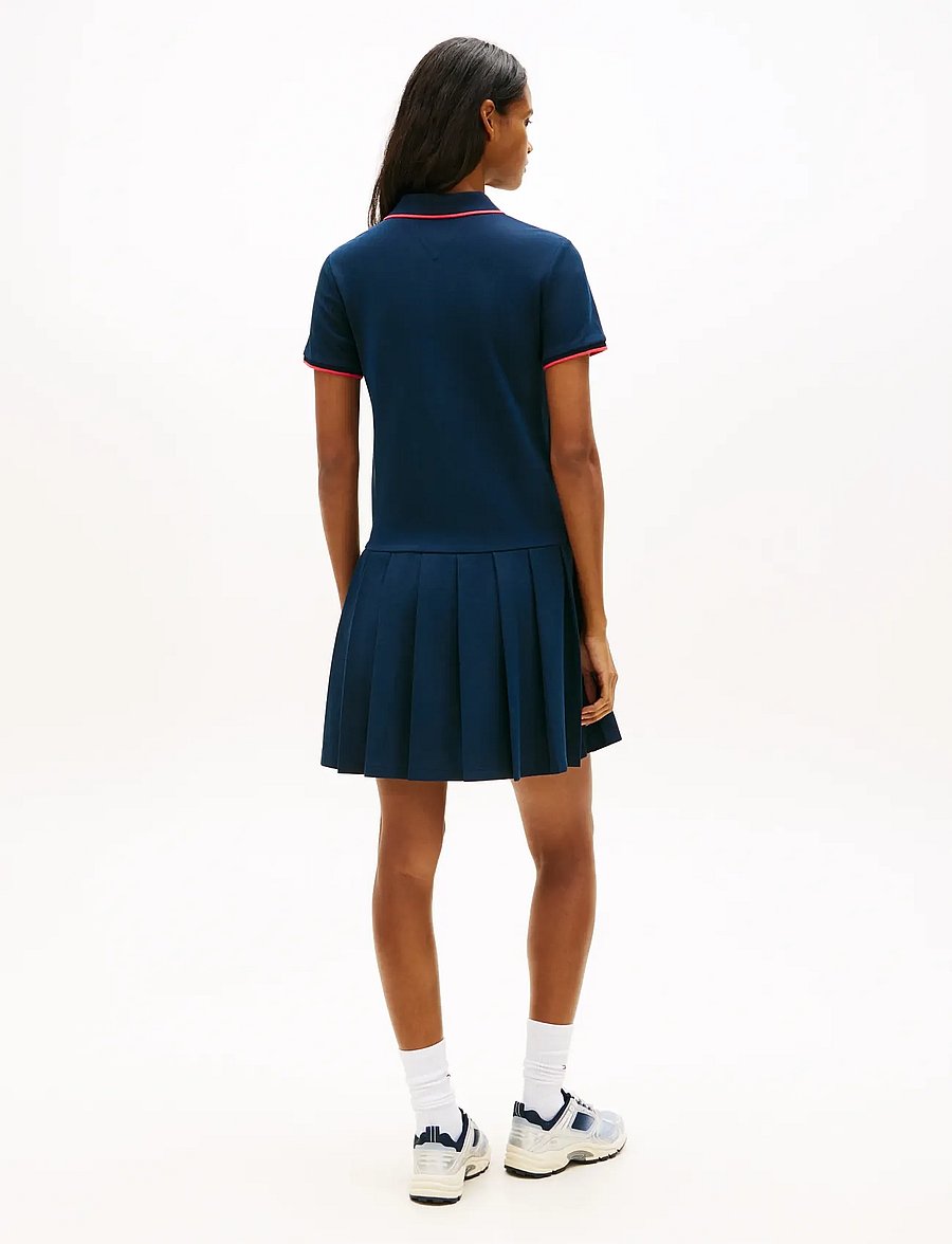 Tommy Jeans - TJW BADGE PLEAT PIQUE DRESS EXT - klänningar & kjolar - dark night navy - 4
