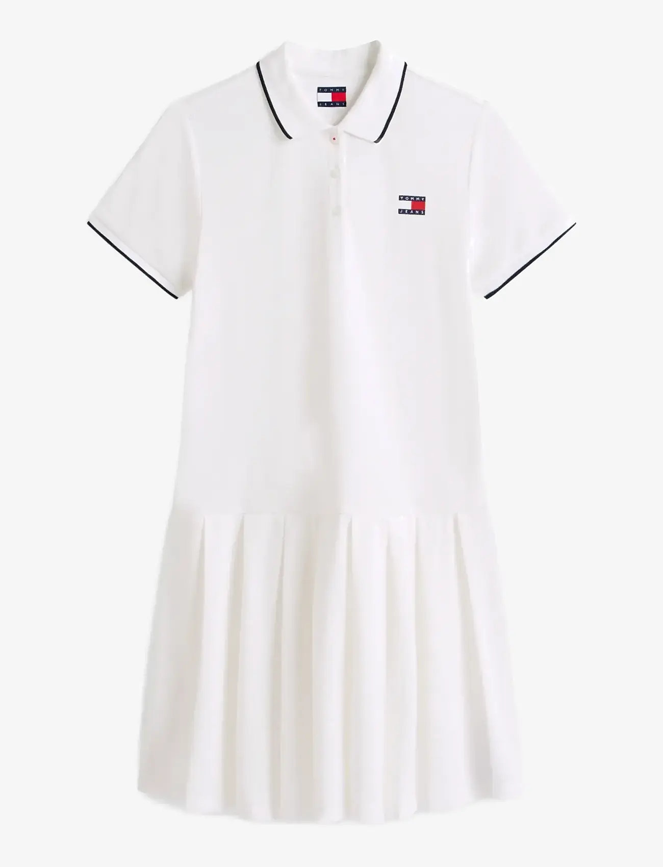 Tommy Jeans - TJW BADGE PLEAT PIQUE DRESS EXT - dresses & skirts - ecru - 1