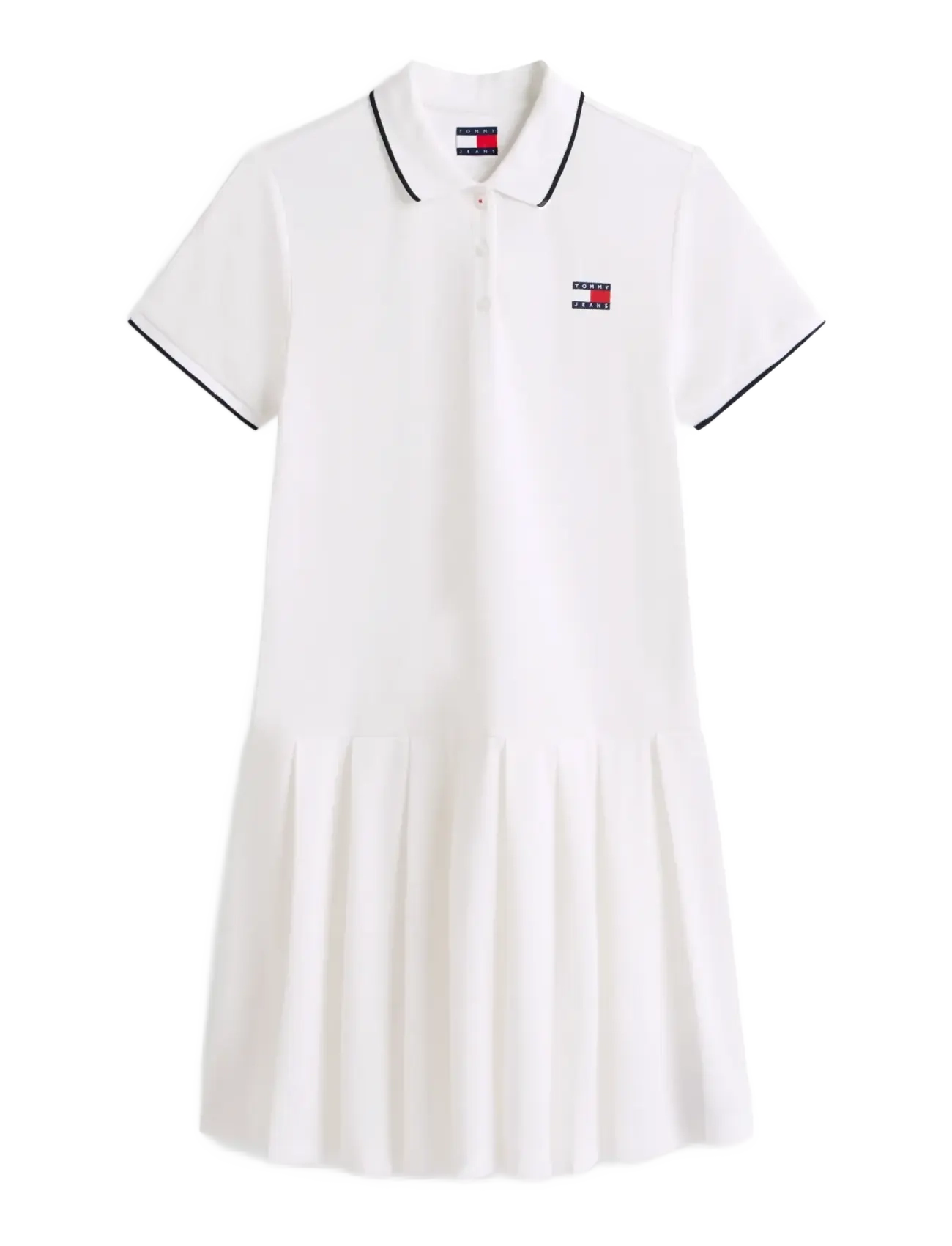 Tommy Jeans TJW BADGE PLEAT PIQUE DRESS EXT - Kleidung - ECRU / white