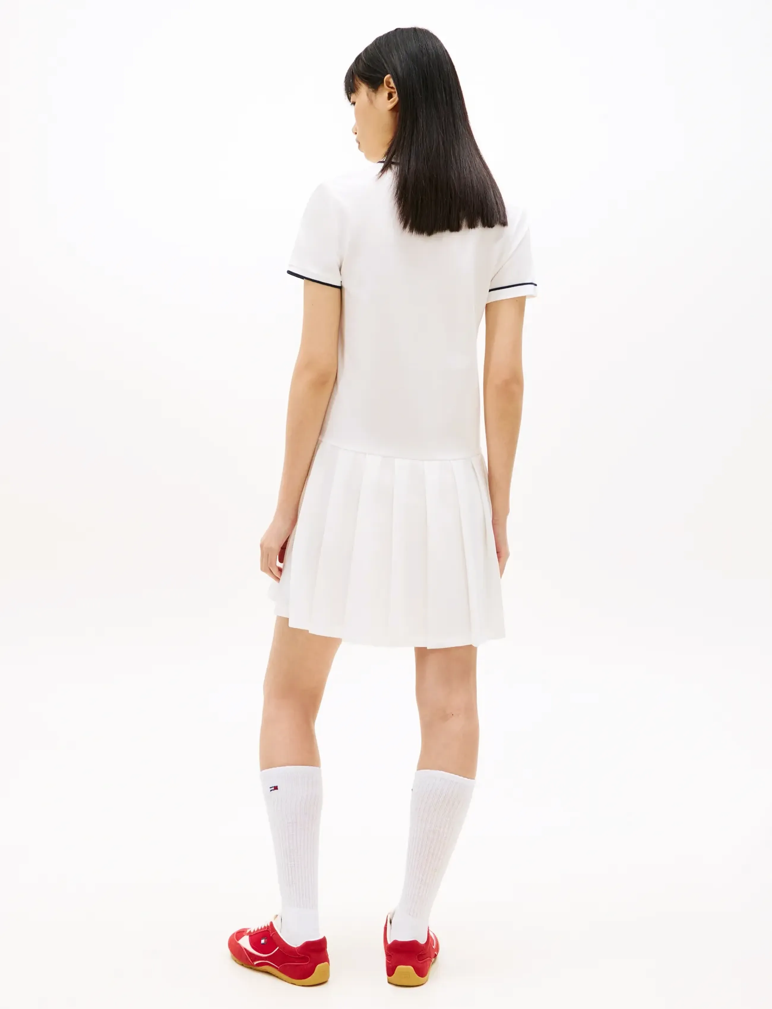 Tommy Jeans - TJW BADGE PLEAT PIQUE DRESS EXT - kleider & röcke - ecru - 4