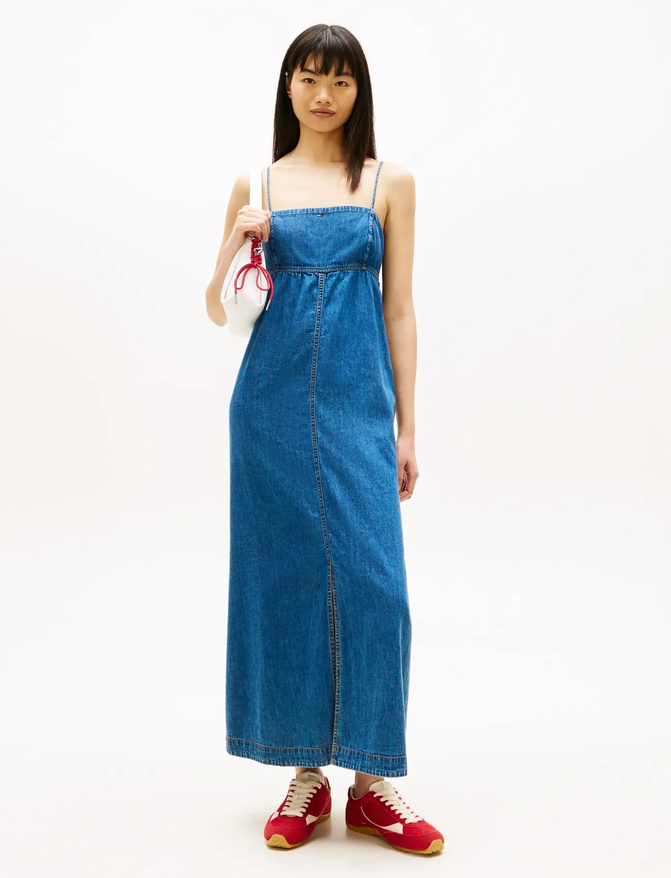 Tommy Jeans TJW CHAMBRAY MAXI DRESS EXT - Cowboykjoler - DENIM MEDIUM / blue