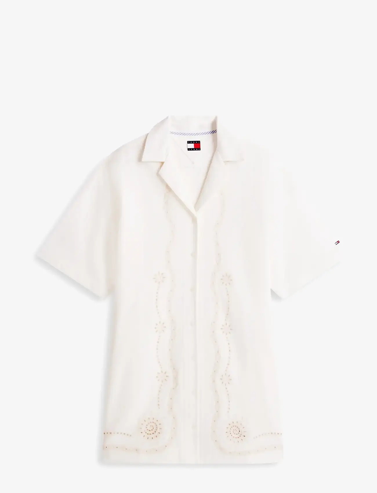 Tommy Jeans - TJW LINNEN BRODERIE SHIRT DRESS - särkkleidid - ancient white - 1