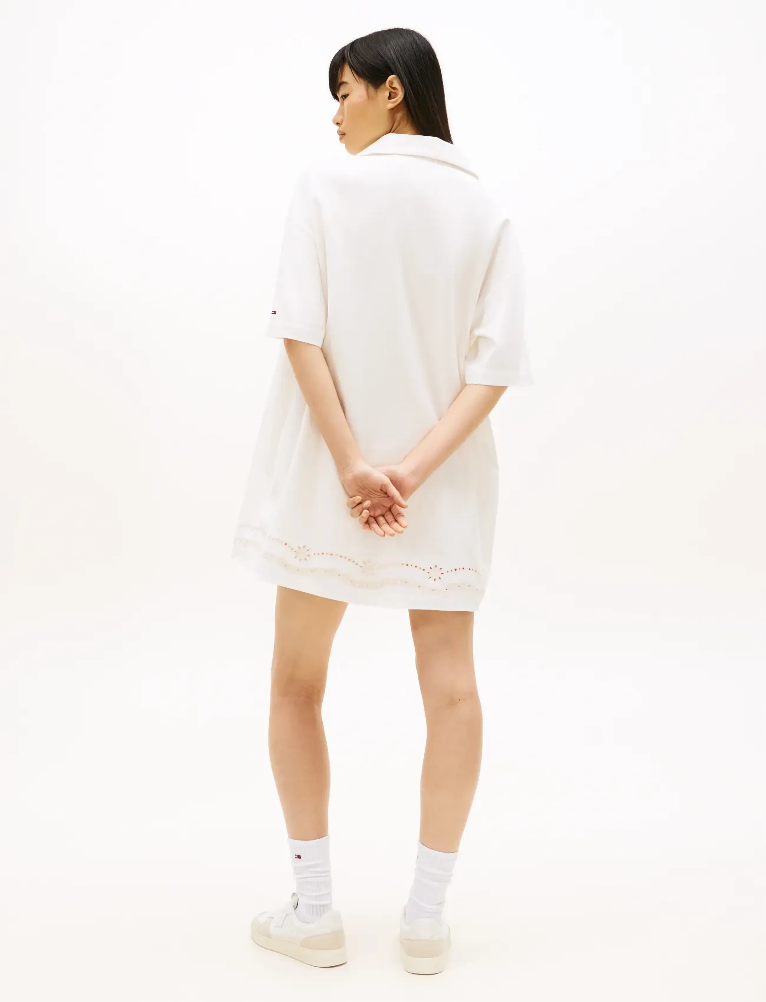 Tommy Jeans - TJW LINNEN BRODERIE SHIRT DRESS - skjortekjoler - ancient white - 2