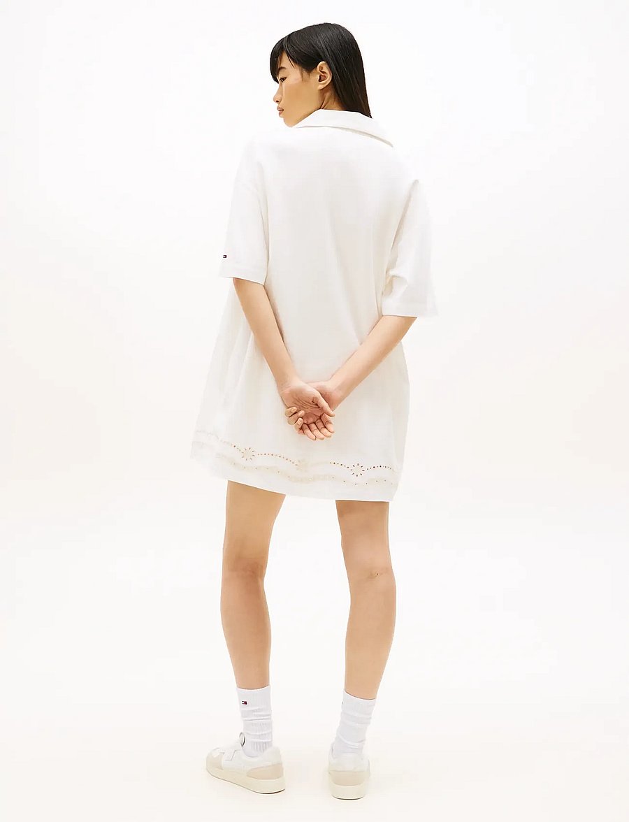 Tommy Jeans - TJW LINNEN BRODERIE SHIRT DRESS - skjortekjoler - ancient white - 2
