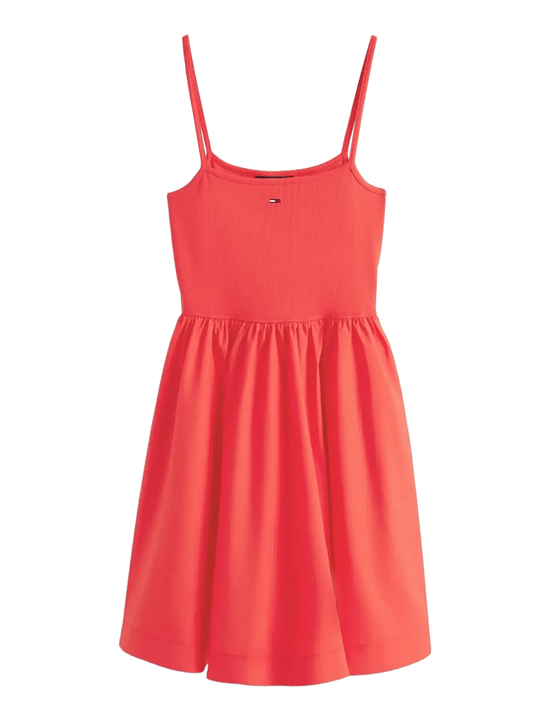 Tommy Jeans - TJW RIB POPLIN MIX STRAPPY DRESS - sommarklänningar - red alert - 1