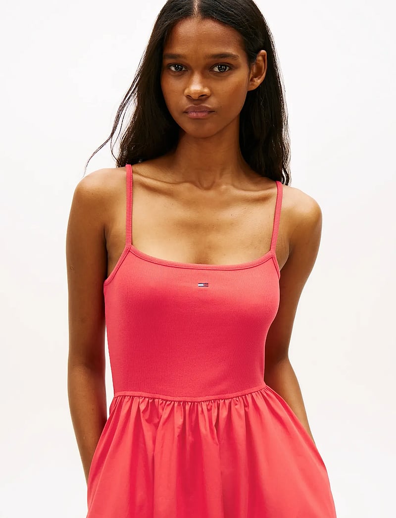 Tommy Jeans - TJW RIB POPLIN MIX STRAPPY DRESS - sommarklänningar - red alert - 3