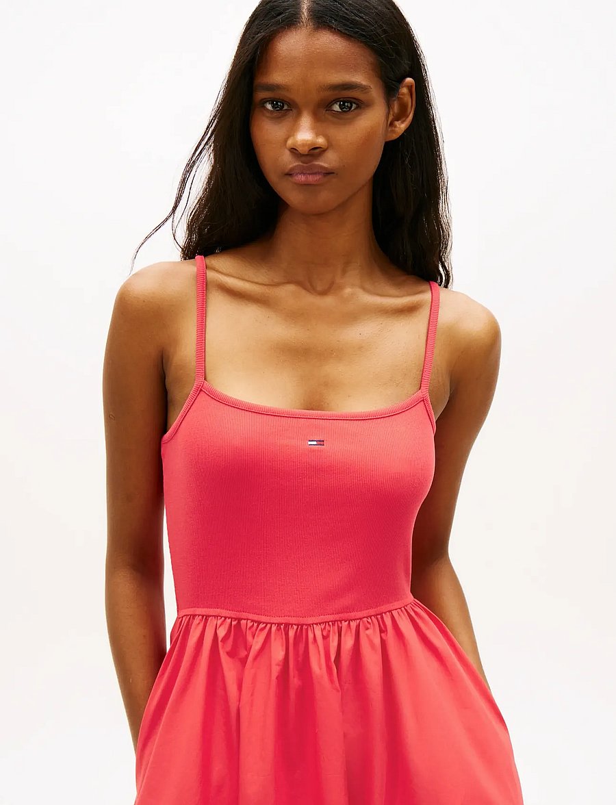 Tommy Jeans - TJW RIB POPLIN MIX STRAPPY DRESS - robes d'été - red alert - 3