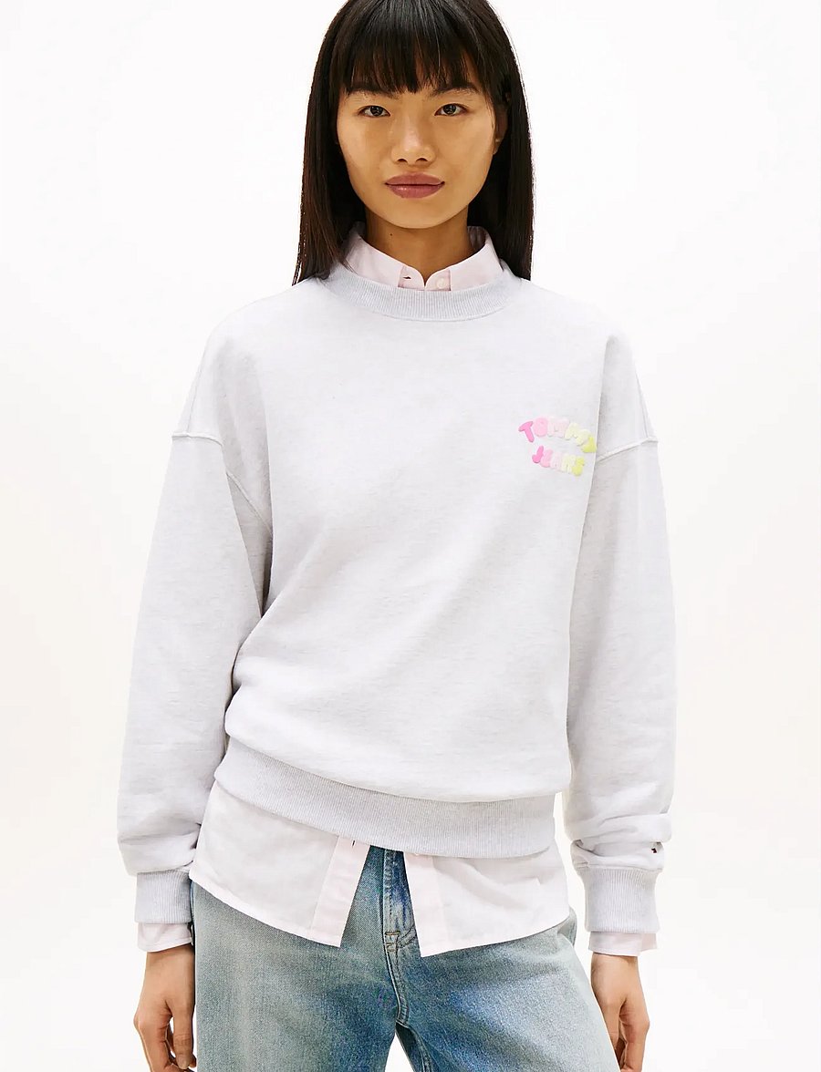 Tommy Jeans - TJW BXY COLOR BUBBLE CREW EXT - vardagsstil - ice grey heather - 0